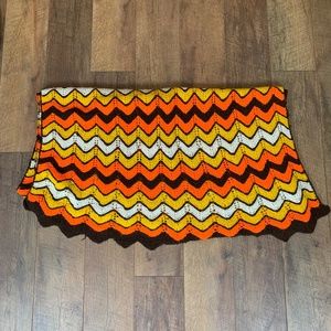 Vintage VERY 70s chevron afghan blanket